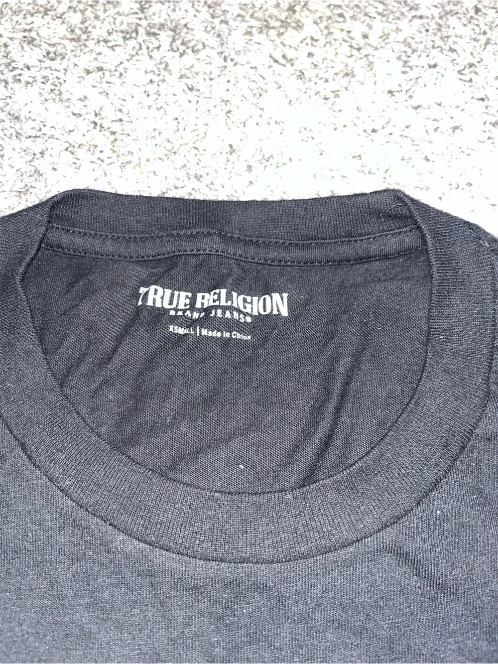 True Religion Black Tee with White Logo